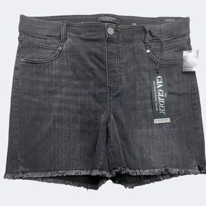 Liverpool Gia Glider Shorts Womens 18W Black Cranston‎ Pull On Frayed Hem Plus